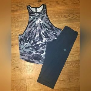 Adidas tank and Climalite ankle pants